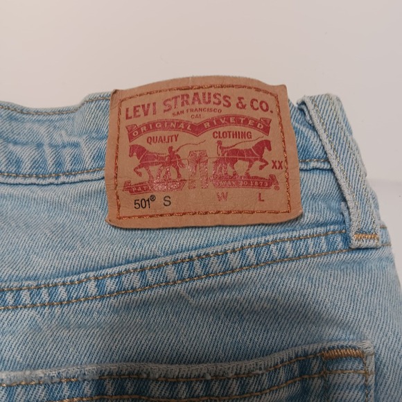 Levis 501 Womens Light Wash Straight Leg Jeans Button Fly Stretch 31X28 Stretch - Picture 3 of 13